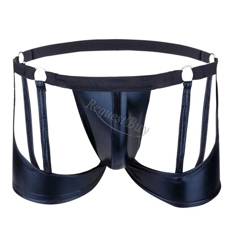 Sexy Men S Faux Leather Pouch Bikini Briefs Jock Strap Underwear G String Thongs EBay