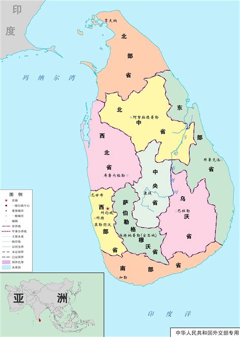 斯里兰卡行政区域图斯里兰卡地图查询