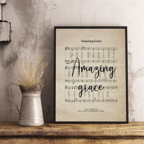 Amazing Grace Hymn Wall Art Christian Home Decor Vintage Etsy