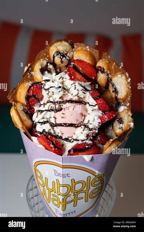 Whipped Cream On A Bubble Waffle Hi Res Stock Photography And Images