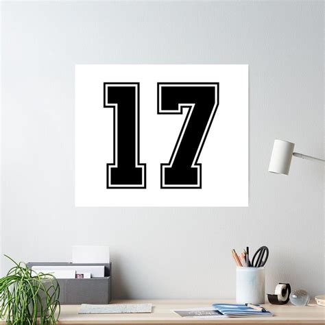 "17 American Football Classic Vintage Sport Jersey Number in black number on white background ...