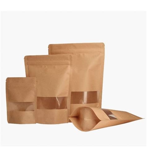 Bolsa Doypack Kraft Con Ventana Marron X Uds Caja