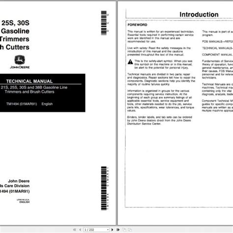 John Deere Gas Professional Greenmover 2243 Technical Manual Tm1473