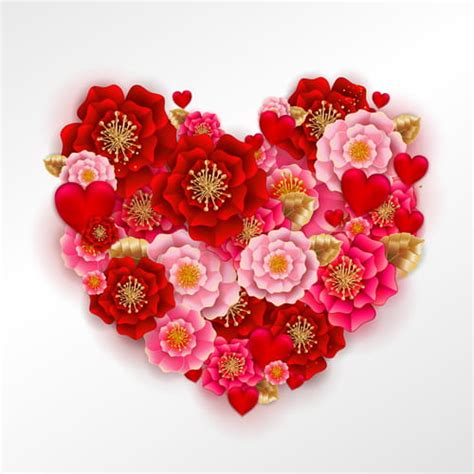 Red Heart With Beautiful Flower Vector Illustration Eps Uidownload