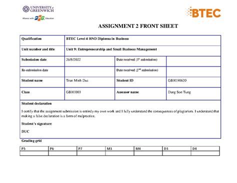 Assignment Frontsheet Assignment Front Sheet