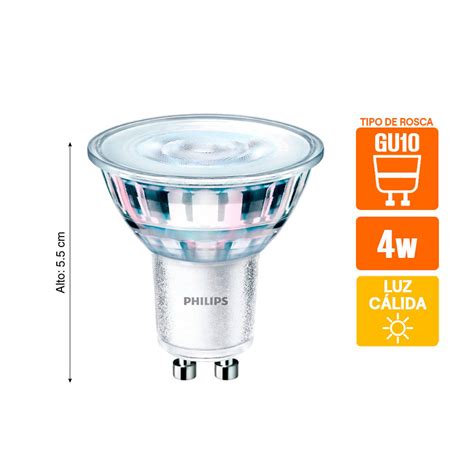 Pack X 2 Focos Led Dicroico Philips Gu10 4w Luz Cálida Oechsle