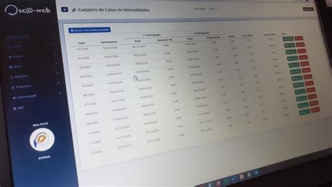 Cadastro De Cotas De Mensalidades SCEWeb