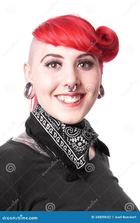 Happy Woman With Piercings Stock Photo Image Of Portrait 34809642