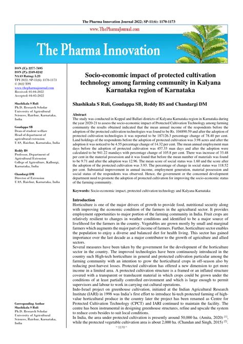 Pdf Socio Economic Impact Of Protected Cultivation Technology Among