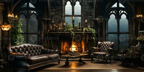 Interior Design, Beautiful Living room Gothic Style, Luxury Mansion ...