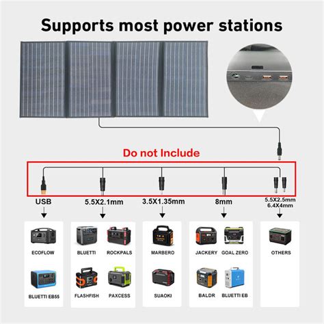 160W 18V Портативные складные солнечные батареи, водонепроницаемые ...