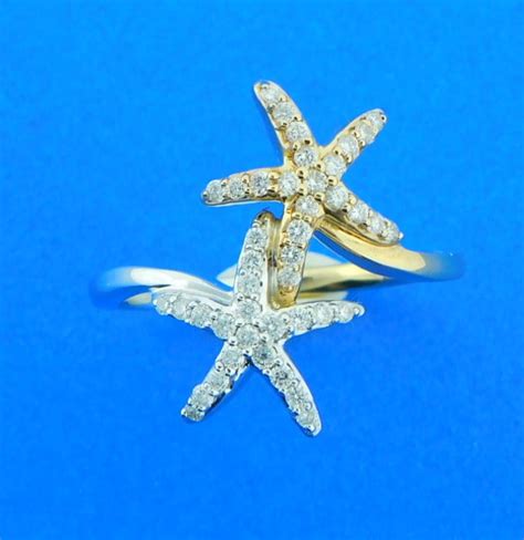 Starfish Bypass Ring 14k 2 Tone Island Sun Jewelry Beach Haven Nj