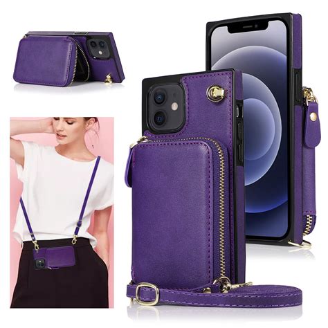 Iphone 12 Wallet Case Iphone 12 Pro Case Dteck Zipper Crossbody Phone Case With Card Holder