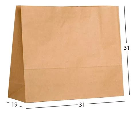 Saco De Papel Kraft Sos Embalagem Delivery 31x19x31cm 100und MercadoLivre