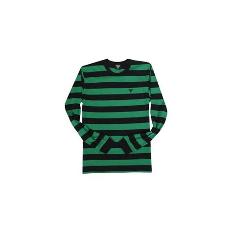 Fallen Striped Crew Long Sleeve T Shirt Greenblack Liked On Polyvore