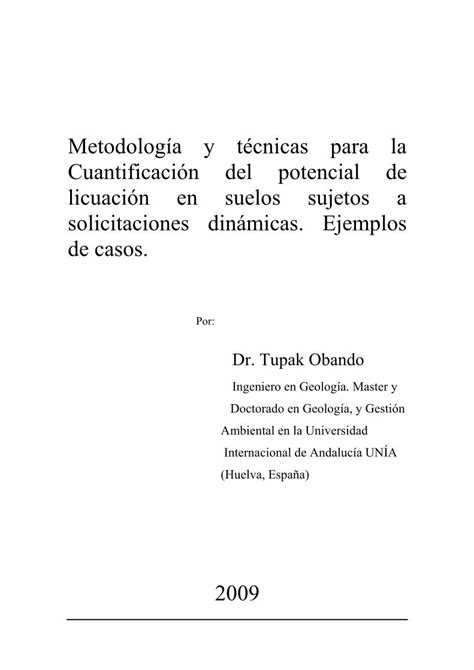 Pdf Metodolog A Y T Cnicas Para La Cuantificaci N Del Pdf