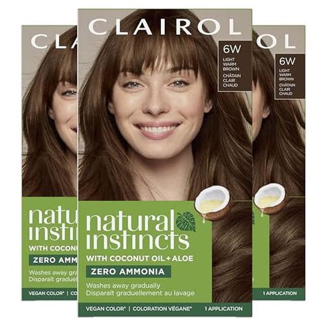 Clairol Natural Instincts Demi Permanent Hair Dye 6w Light Warm Brown Hair Color Pack Of 3