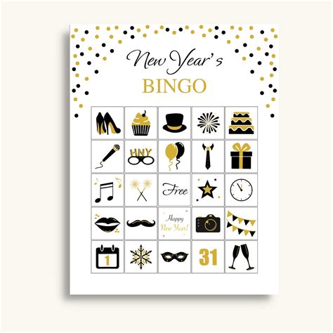 30 Printable New Years Bingo Cards New Years Eve Games New Years Bingo