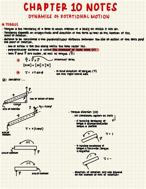 Chapter 10 Notes PHYS 201 CHAPTER 10 NOTES DYNAMICS Of ROTATIONAL