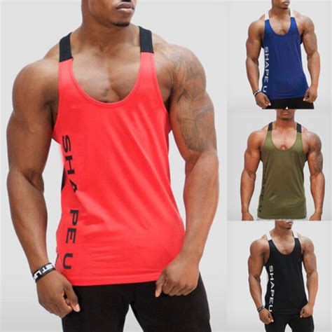 Débardeurs De Sport Pour Hommes Gilets De Musculation T Shirts Sans Manches Ebay