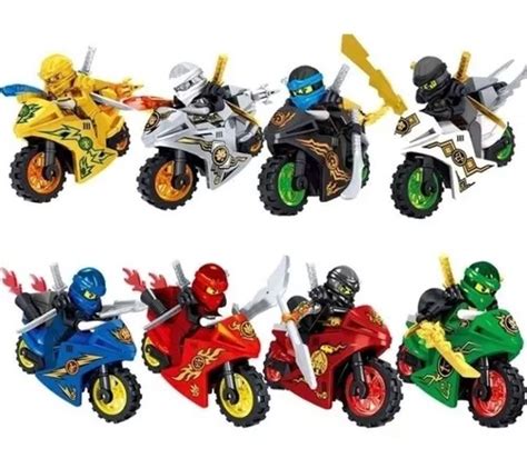 Kit Bonecos Ninjas Ninjago Moto Blocos De Montar Brinquedo