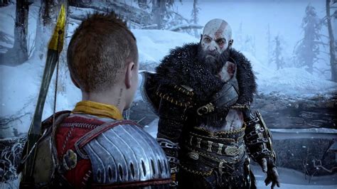 Kratos Confronts Atreus God Of War Ragnarok New Game Plus Cloak