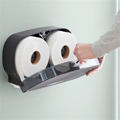 Lavex Select Black Compact Jumbo Jr Toilet Tissue Twin Dispenser