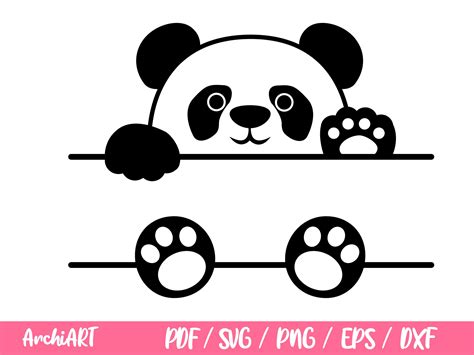 Panda Monogramm Svg Plotterdatei Panda Plotterdatei Panda Etsy De