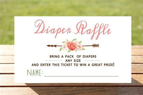 Diaper Raffle Ticket Diaper Raffle Card Diaper Raffle Printable