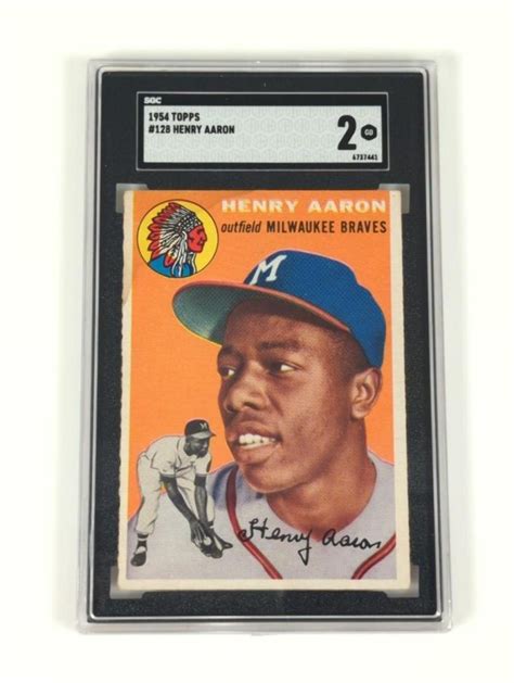 Lot 1954 Topps Hank Aaron Rookie Card 128 SGC 2 Good