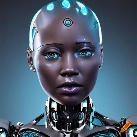 Futuristic Binary Designed Female Robot With African Inspired Features