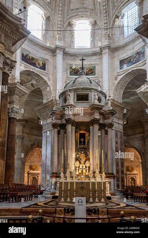 Interior of Cadiz Cathedral, Catedral de Santa Cruz de Cadiz, Spain. Detail of interior Stock ...