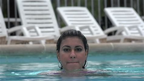 Woman Posing In Swimming Pool Stock Footage Video 100 Royalty Free