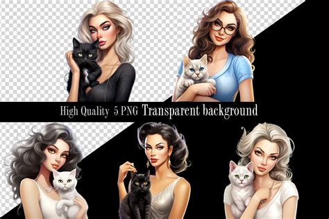 Girl With A Cat Sublimation Clipart Bundle Graphic By Best Art Bytes