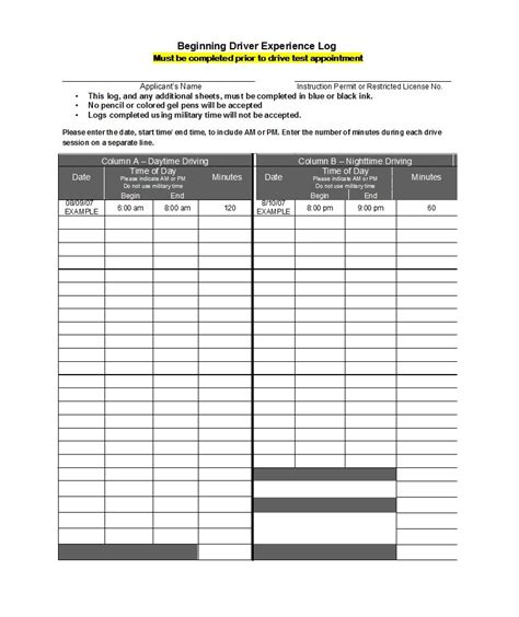 50 Printable Drivers Daily Log Books Templates And Examples