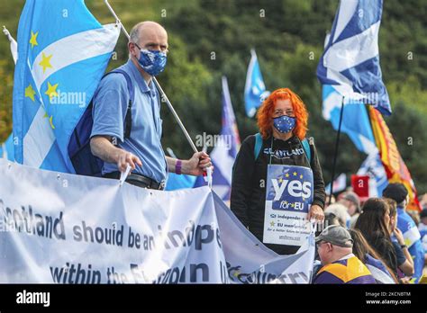 Scottish Independence Supporters March Through Edinburgh During An All