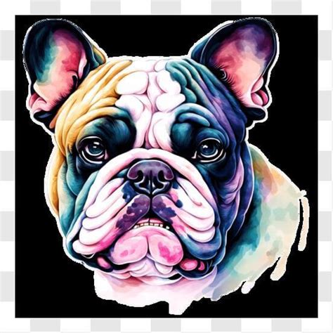 Download Colorful Bulldog Face Painting PNG Online - Creative Fabrica