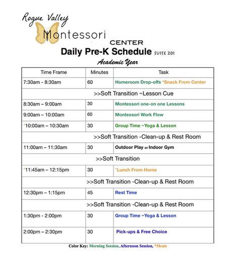 Montessori School Schedule Preschool And Kindergarten Rogue Valley