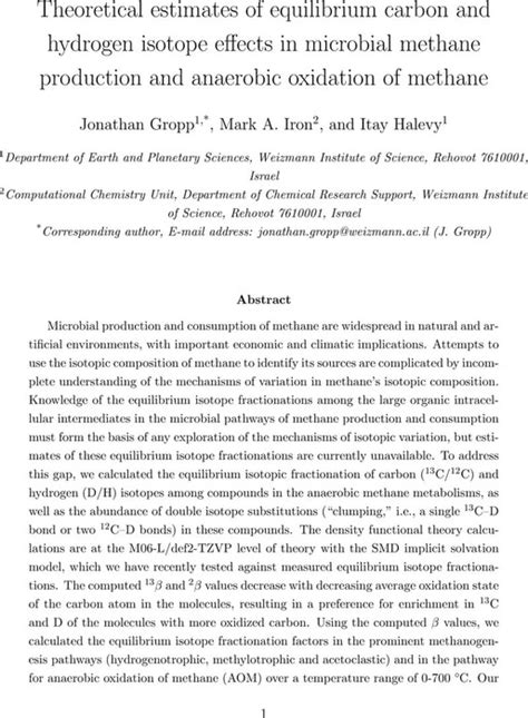 Theoretical Estimates Of Equilibrium Carbon And Hydrogen Isotope Effects In Microbial Methane