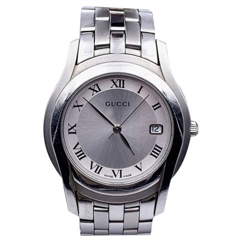 Gucci 5500l Two Tone Black Dial Stainless Steel Quartz Ladies Watch Ya055531 At 1stdibs