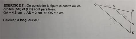 EXERCICE 7 On considère la figure ci contre où les droites AS et OK