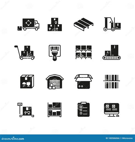 Warehouse Management Icons Stock Illustrations Warehouse