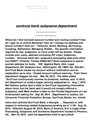 Truist Bank Subpoena Compliance Fill Online Printable Fillable