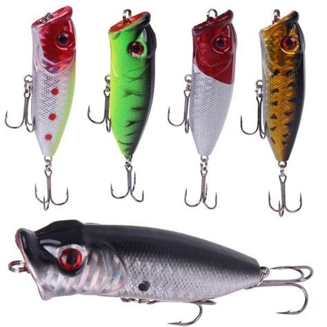 5PCS Lot Topwater Popper Minnow Freshwater Fishing Lures Bass Bait ...