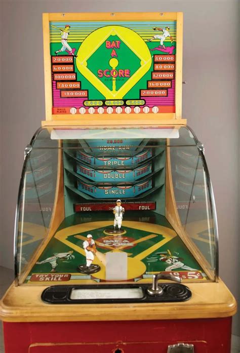 1948 Hc Evans Bat A Score 5¢ Arcade Machine Many Pitch N Bat Arcade