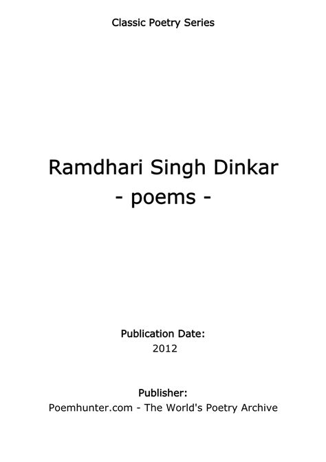 Ramdhari Singh Dinkar - Poems - DocsLib