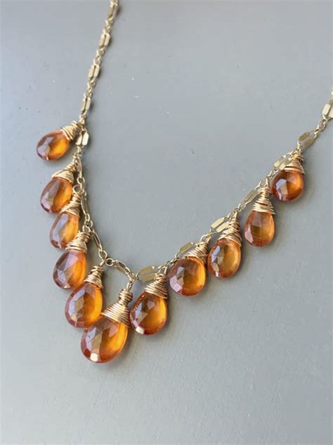 Hessonite Garnet Necklace In 14K Gold Filled Gorgeous Etsy