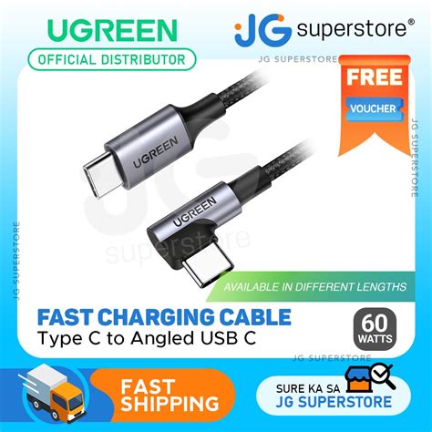 Ugreen 60w Pd Type C To Angled Usb C Fast Charging Cable For Smartphones And Tablets Shopee