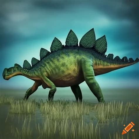 Image Of A Stegosaurus In A Swamp