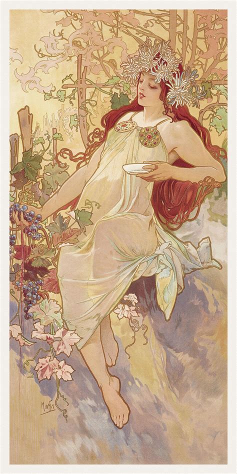 The Seasons Autumn Alfons Mucha Híres festményreprodukciók